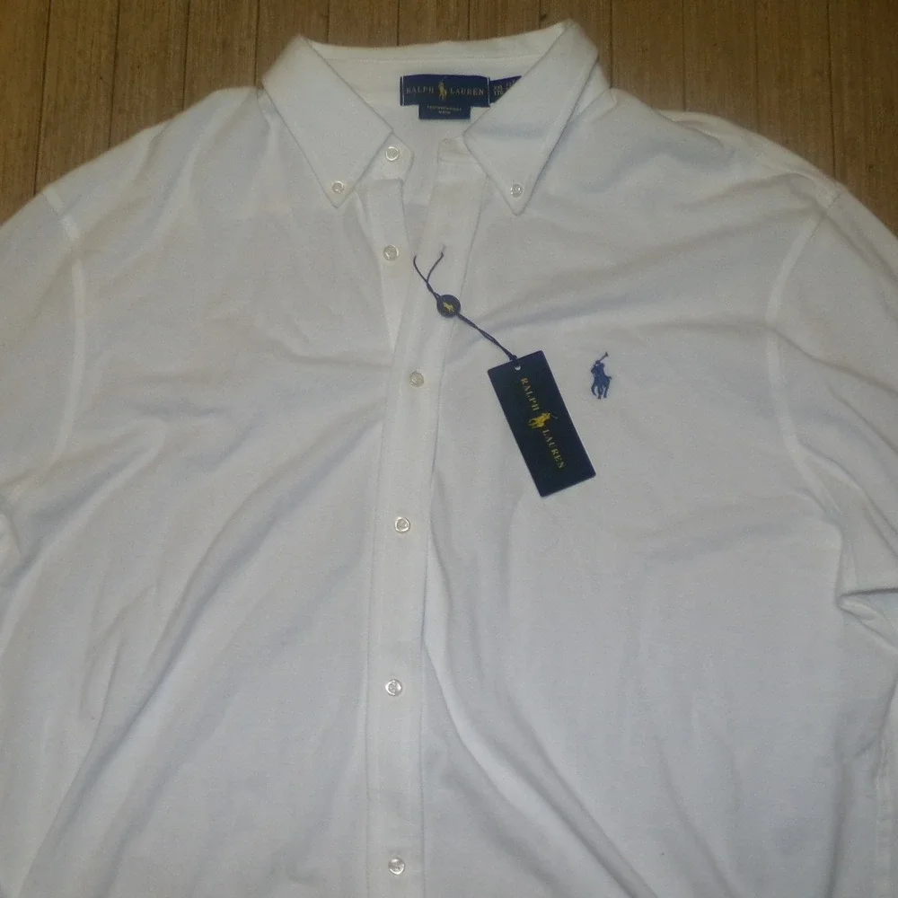 Polo Ralph Lauren Mens XXL Featherweight Mesh White L/S Button Up Shirt NWT